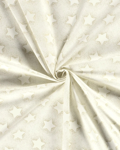 Tissu Coton de Noël Ecru Motif Etoile- Mercerine