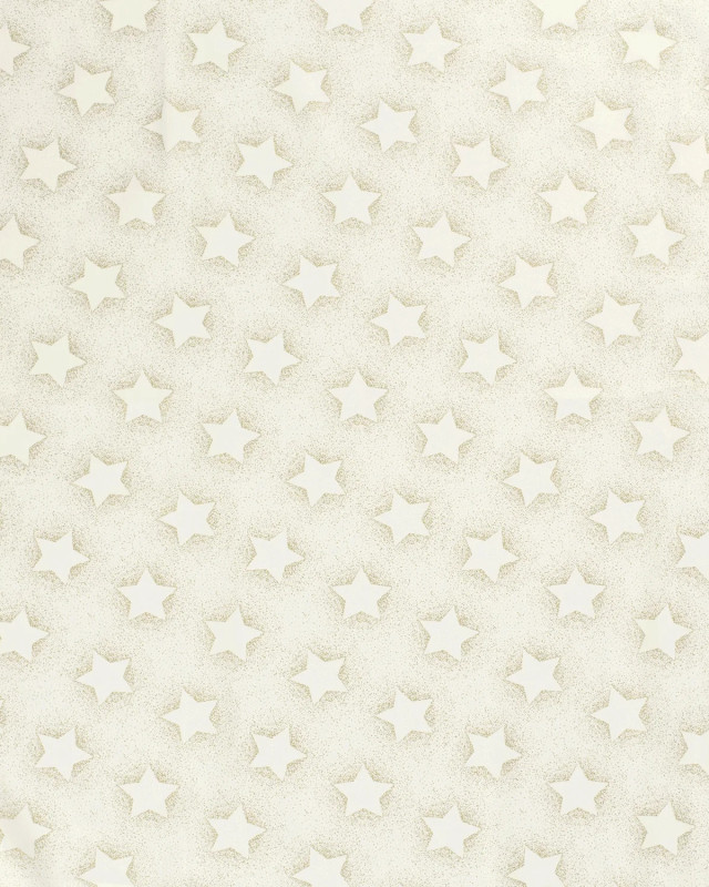 Tissu Coton de Noël Ecru Motif Etoile- Mercerine