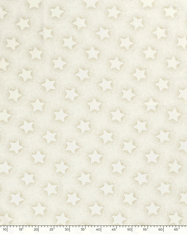 Tissu Coton de Noël Ecru Motif Etoile- Mercerine