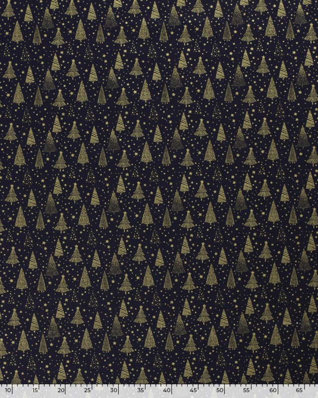 Tissu Noël : Tissu Coton Bleu Marine de Noël  - Mercerine