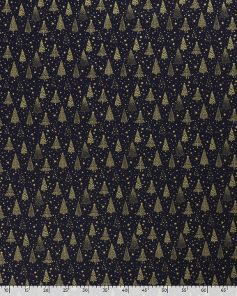 Tissu Noël : Tissu Coton Bleu Marine de Noël  - Mercerine