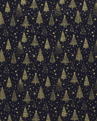 Tissu Noël : Tissu Coton Bleu Marine de Noël  - Mercerine