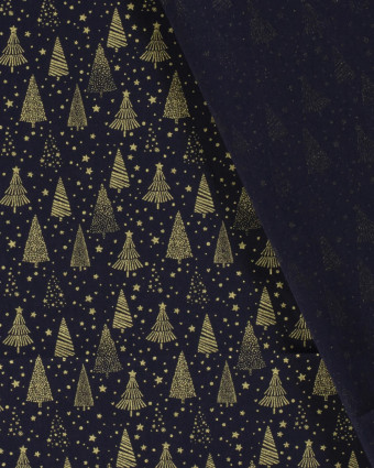 Tissu Noël : Tissu Coton Bleu Marine de Noël  - Mercerine