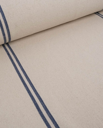 Toile de Coton Epaisse Rayures Bleues - Mercerine