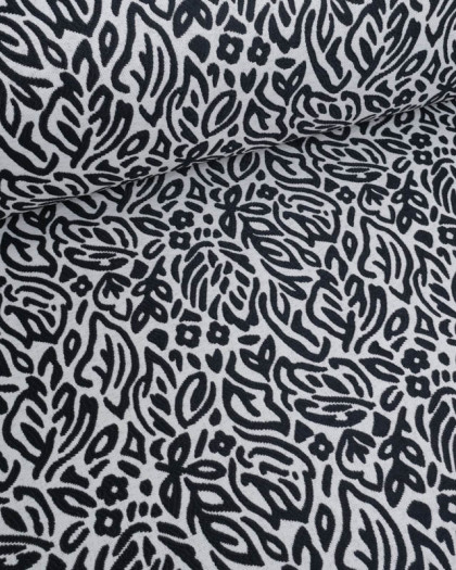 Tissu Jacquard Feuillage Noir - Mercerine