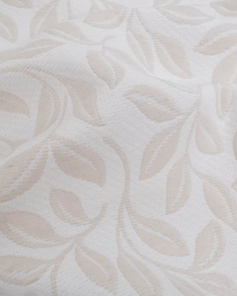 Tissu Damassé Grande Largeur Motif Feuilles Ecru Beige - Mercerine