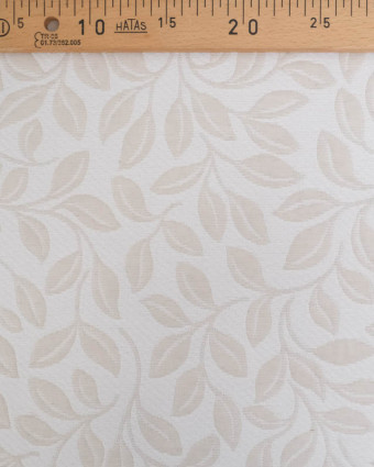 Tissu Damassé Grande Largeur Motif Feuilles Ecru Beige - Mercerine