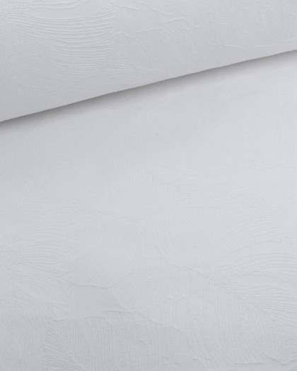 Tissu Damassé Grande Largeur Motif Feuillage Blanc Ton sur Ton - Mercerine