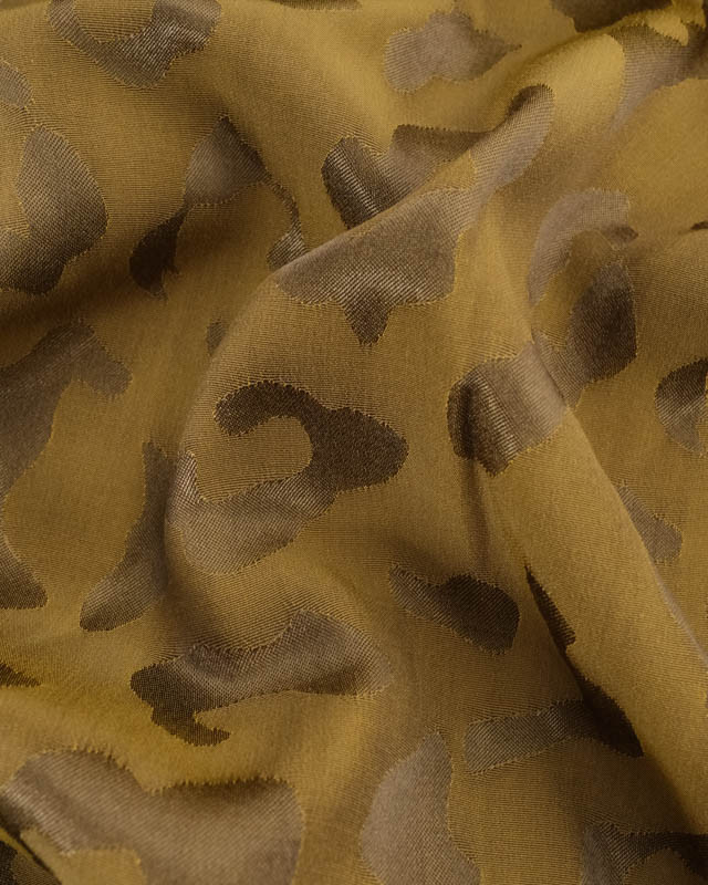 Viscose Jacquard Imprimé Léopard Vert Kaki - Mercerine
