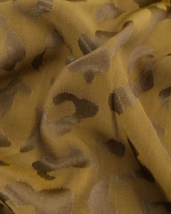 Viscose Jacquard Imprimé Léopard Vert Kaki - Mercerine