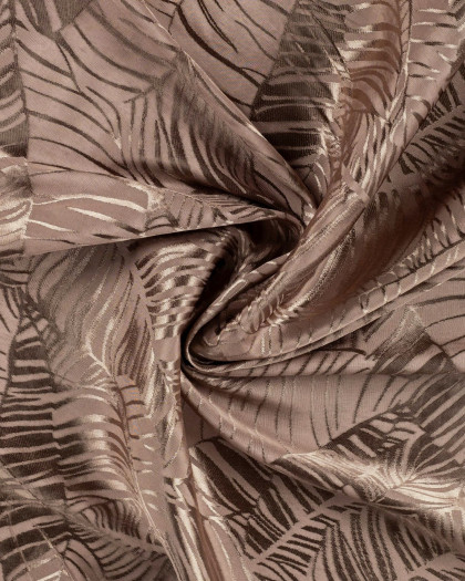 Viscose Jacquard Motif Feuillage Ton sur Ton Taupe - Mercerine