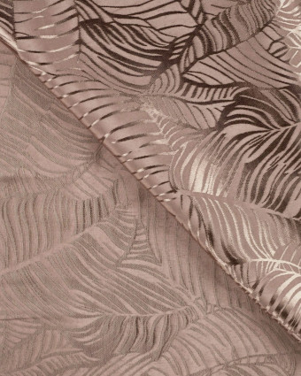 Viscose Jacquard Motif Feuillage Ton sur Ton Taupe - Mercerine
