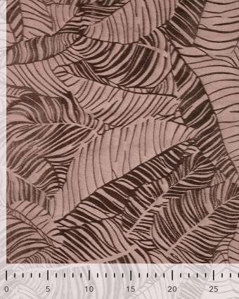 Viscose Jacquard Motif Feuillage Ton sur Ton Taupe - Mercerine