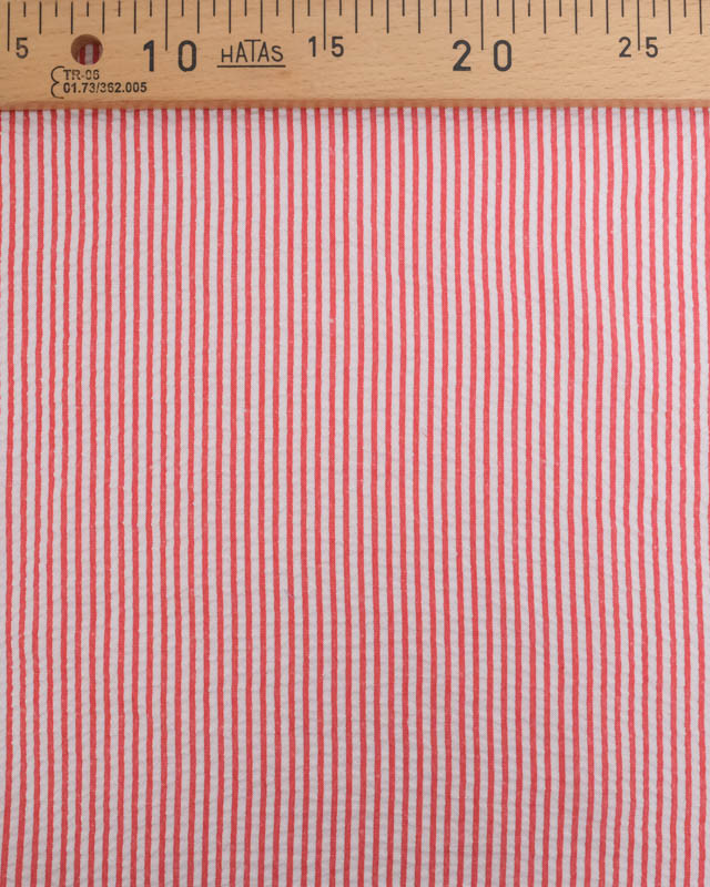 Tissu Seersucker à Rayures Rouge - Mercerine