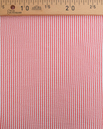 Tissu Seersucker à Rayures Rouge - Mercerine