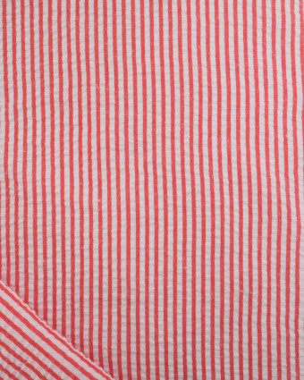 Tissu Seersucker à Rayures Rouge - Mercerine