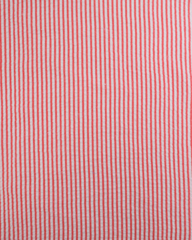 Tissu Seersucker à Rayures Rouge - Mercerine