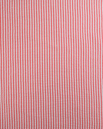 Tissu Seersucker à Rayures Rouge - Mercerine