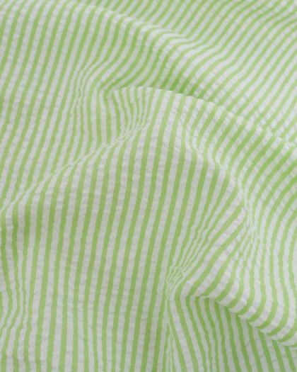 Tissu Seersucker à Rayures Vert - Mercerine