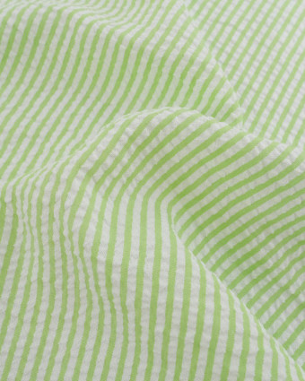 Tissu Seersucker à Rayures Vert - Mercerine