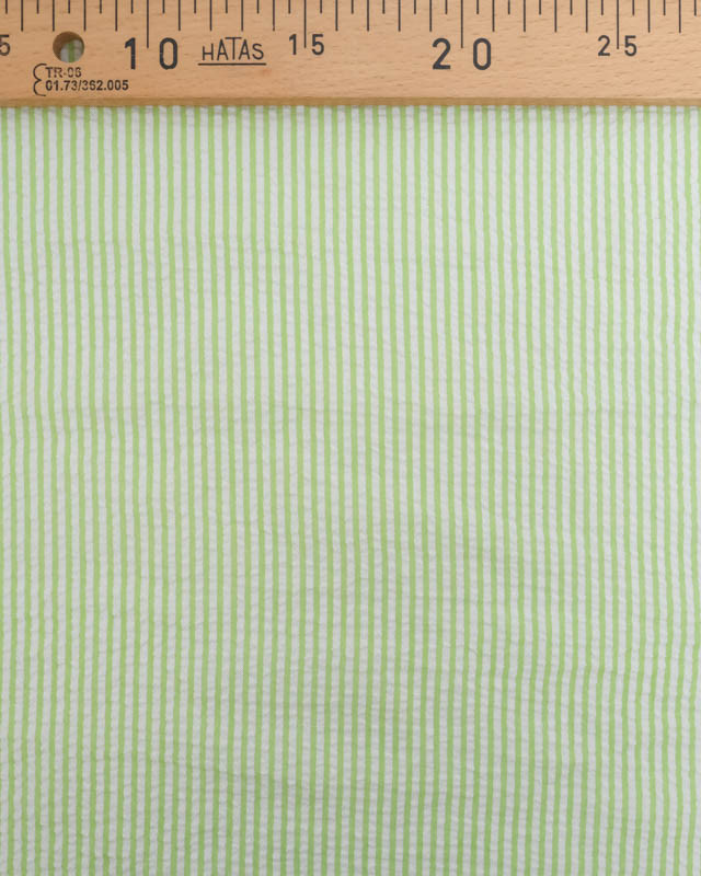 Tissu Seersucker à Rayures Vert - Mercerine