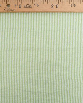 Tissu Seersucker à Rayures Vert - Mercerine