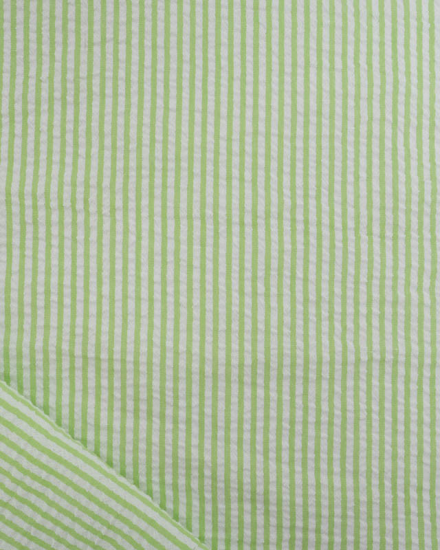 Tissu Seersucker à Rayures Vert - Mercerine