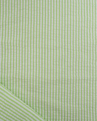 Tissu Seersucker à Rayures Vert - Mercerine