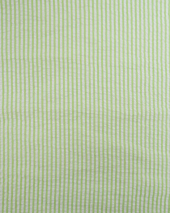 Tissu Seersucker à Rayures Vert - Mercerine