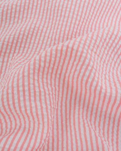 Tissu Seersucker à Rayures Corail - Mercerine