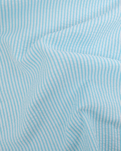 Tissu Seersucker à Rayures Lagon - Mercerine