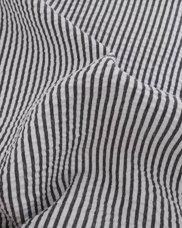 Tissu Seersucker à Rayures Noir - Mercerine