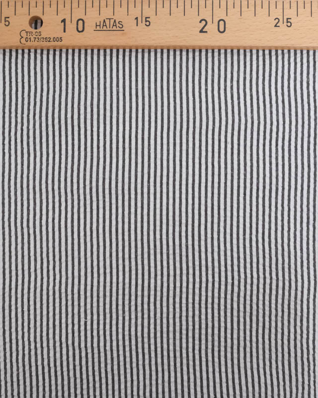 Tissu Seersucker à Rayures Noir - Mercerine