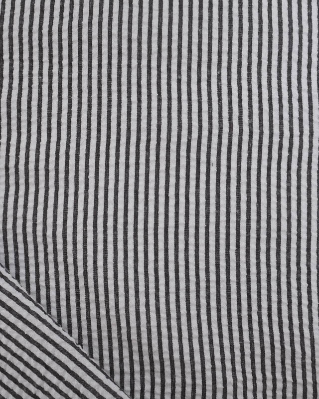 Tissu Seersucker à Rayures Noir - Mercerine