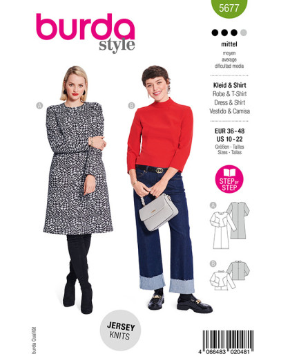 Patron Robe et T-shirt Burda 5677 | Patrons de couture | Mercerine