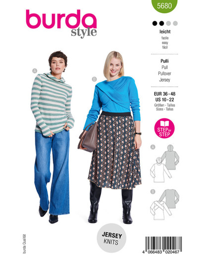 Patron Pull et t-shirt Burda 5680 | Patrons de couture | Mercerine
