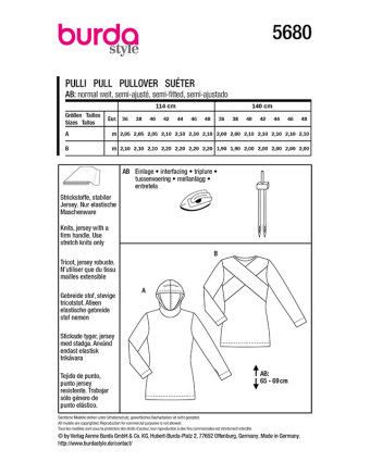 Patron Pull et t-shirt Burda 5680 | Patrons de couture | Mercerine