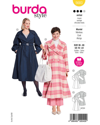Patron Manteau Burda 5683 | Patrons de couture | Mercerine