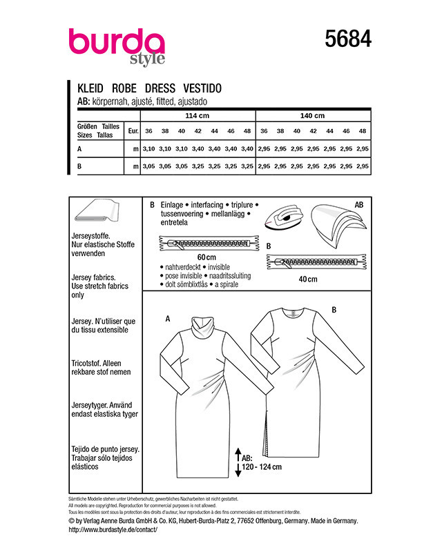 Patron Robe Burda 5684 | Patrons de couture | Mercerine