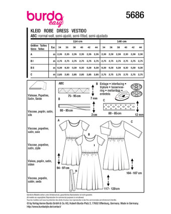 Patron Robe Burda 5686 | Patrons de couture | Mercerine