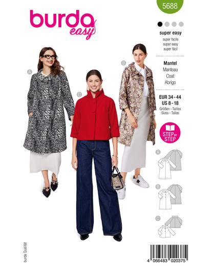Patron Manteau/veste Burda 5688  | Patrons de couture | Mercerine