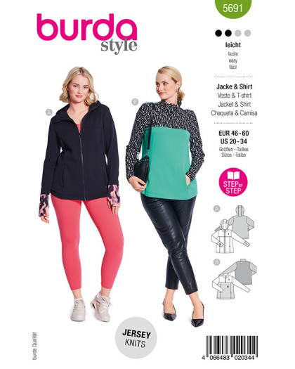 Patron T-shirt Burda 5691 | Patrons de couture | Mercerine