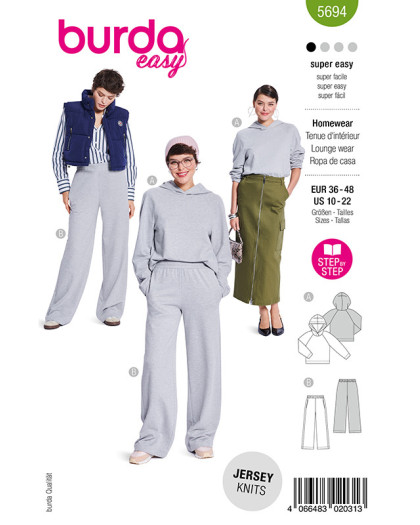 Patron Sweatshirt Burda 5694 | Patrons de couture | Mercerine