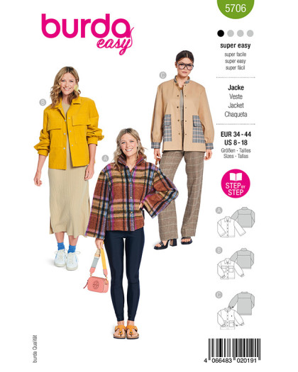 Patron Veste Burda 5706 | Patrons de couture | Mercerine