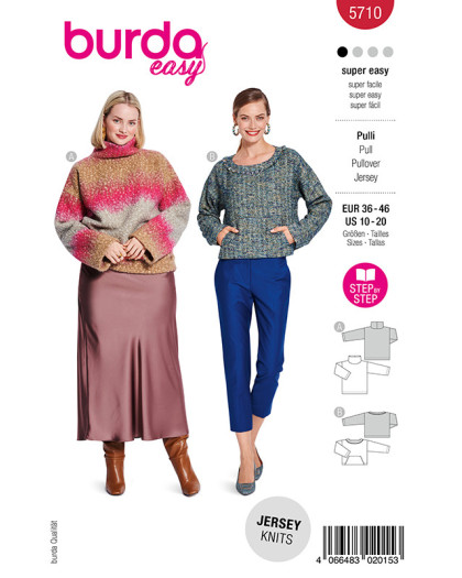 Patron Pull Burda 5710 | Patrons de couture | Mercerine