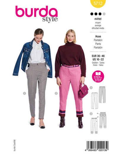 Patron Pantalon Burda 5712 | Patrons de couture | Mercerine