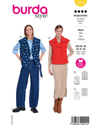 Patron Gilet Burda 5714 | Patrons de couture | Mercerine