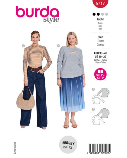 Patron T-shirt Burda 5717 | Patrons de couture | Mercerine