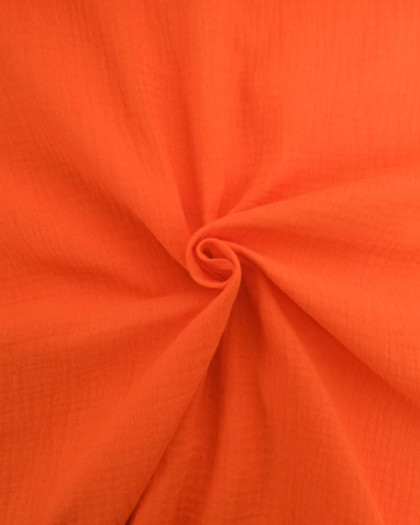 Tissu Gaze de Coton Orange Vif Thaïs - Mercerine