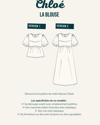 Patron couture La Blouse CHLOE - Maéli Paris - Mercerine